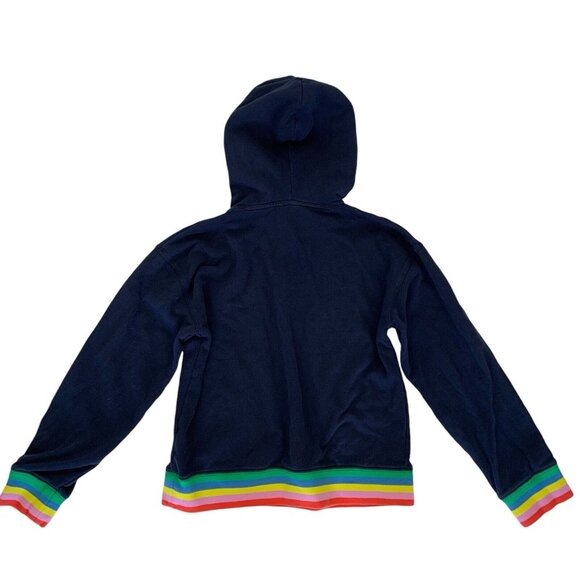 J. Crew Weekend Women’s Sweater Medium Striped Rib Hoodie Blue - Picture 2 of 5